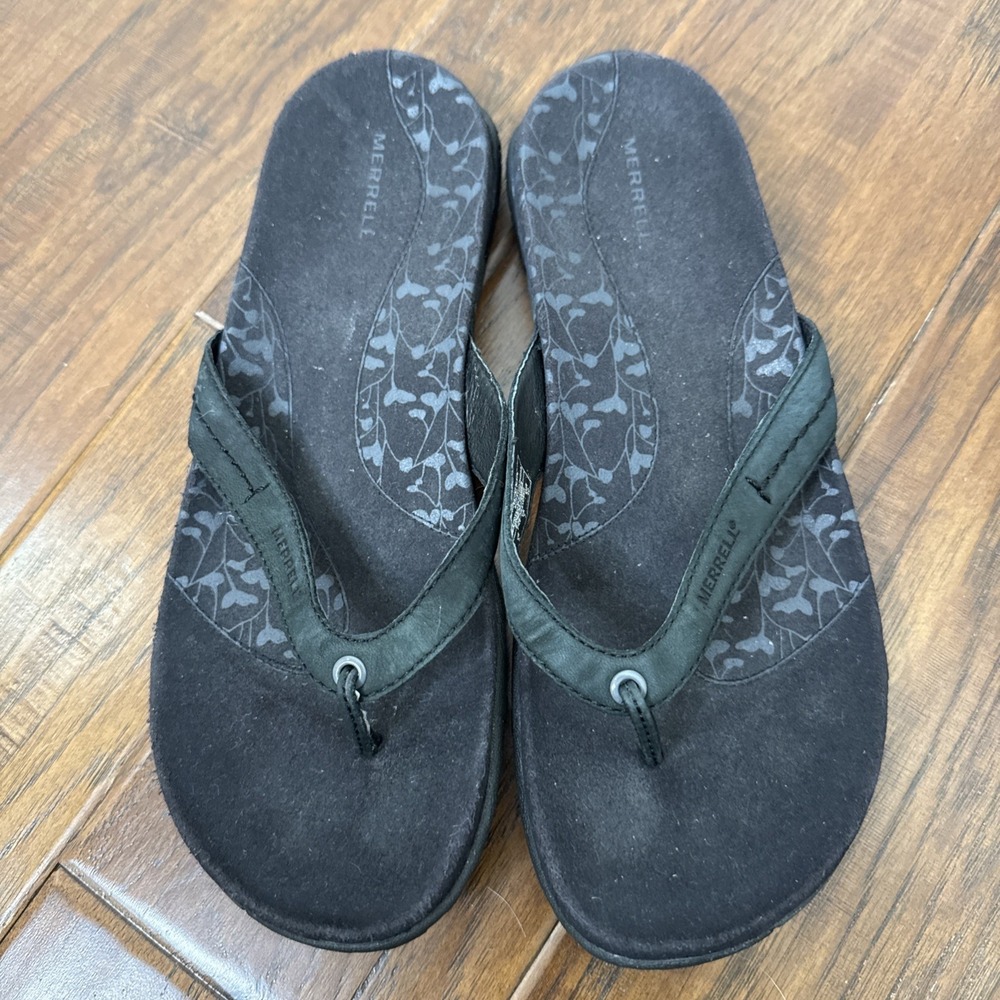 Merrell Terracina Flip Flop Slide On Sandals Women 9 Black Outdoor Comfort Thong
